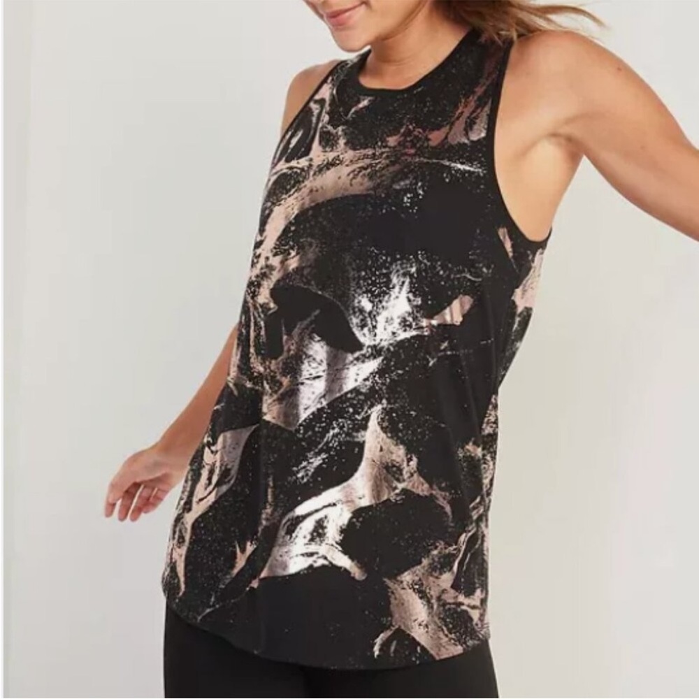 Old Navy Active Go-Dry Performance Tank Top Black & Rose Gold Foil